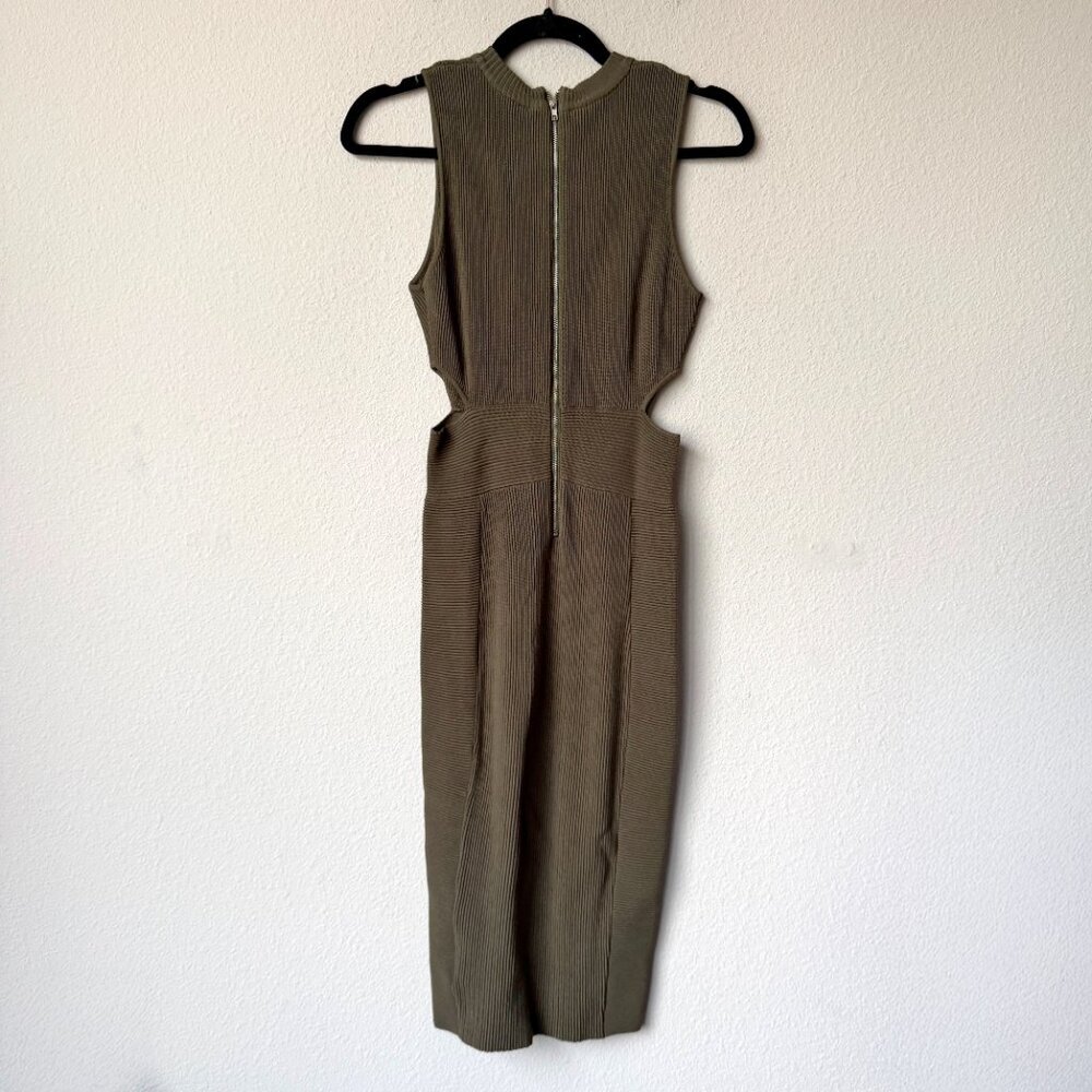 Endless Rose Olive Green Ribbed Bodycon Dress Size S - Picture 3 of 6